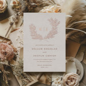 Invitation En Aluminium Monogramme Mariage Rose or