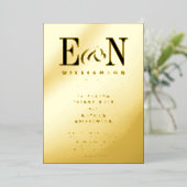 Invitation En Aluminium Monogramme Mariage Solid Gold (Debout devant)