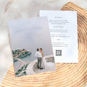 Invitation En Aluminium Monogramme mariage   Tout en un code QR photo