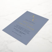 Invitation En Aluminium Monogramme moderne Dusty Blue Gold (Rotation)