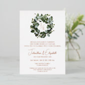 Invitation En Aluminium Monogramme moderne Eucalyptus Mariage de couronne (Debout devant)