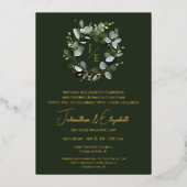 Invitation En Aluminium Monogramme moderne Eucalyptus Wreath Dark Green (Recto)