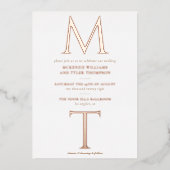 Invitation En Aluminium Monogramme moderne Gras Initiales Rose Or (Recto)
