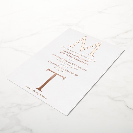 Invitation En Aluminium Monogramme moderne Gras Initiales Rose Or (Rotation)
