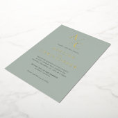 Invitation En Aluminium Monogramme Moderne Sage Vert Or (Rotation)