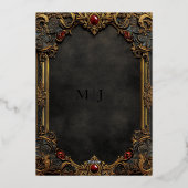 Invitation En Aluminium Monogramme moderne Tarot gothique noir et or (Verso)