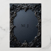 Invitation En Aluminium Monogramme moderne Tarot gothique noir et or (Verso)
