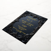 Invitation En Aluminium Monogramme moderne Tarot gothique noir et or (Rotation)