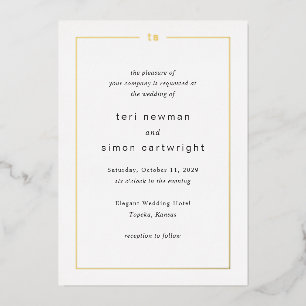 Invitation En Aluminium Monogramme noir et blanc intemporel Mariage modern
