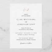 Invitation En Aluminium Monogramme noir et blanc Mariage élégant (Recto)