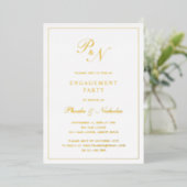 Invitation En Aluminium Monogramme officiel Elegant Engagement Party Gold (Debout devant)