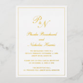 Invitation En Aluminium Monogramme officiel Elégante Réception de mariage (Recto)