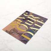 Invitation En Aluminium Monogramme Or Purple Fall Enregistrer La Date (Rotation)