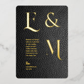 Invitation En Aluminium Monogramme photo en or noir Premium (Recto)