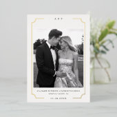 Invitation En Aluminium Monogramme photo Mariage de cadre d'or moderne Dat (Debout devant)