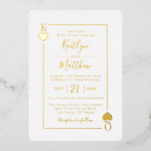 Invitation En Aluminium Monogramme Playcard Mariage Real Gold Foil (Recto)