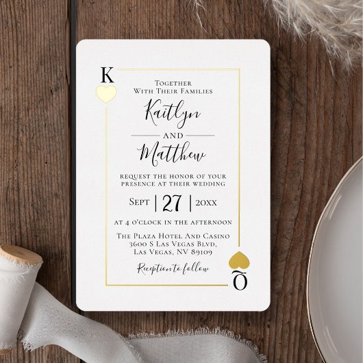 Invitation En Aluminium Monogramme Playcard Mariage Real Gold Foil