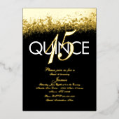 Invitation En Aluminium Monogramme Quince Parties scintillant pressée Or (Recto)