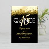 Invitation En Aluminium Monogramme Quince Parties scintillant pressée Or (Debout devant)