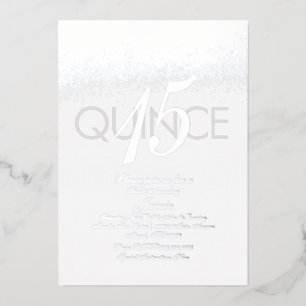 Invitation En Aluminium Monogramme Quince Pressé Parties scintillant Argen