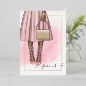 Invitation En Aluminium Monogramme rose et or Chic Bachelorette Party (Debout devant)