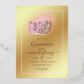 Invitation En Aluminium Monogramme rose et or Chic Quinceañera (Verso)