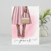Invitation En Aluminium Monogramme rose et or Chic Quinceañera Foil Invit (Debout devant)