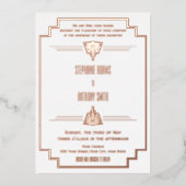 Invitation En Aluminium Monogramme Rose or et blanc Art déco Mariage Foil (Recto)