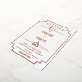 Invitation En Aluminium Monogramme Rose or et blanc Art déco Mariage Foil (Rotation)