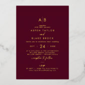 Invitation En Aluminium Monogramme RSVP Mariage de l'huile d'or moderne Bo (Recto)