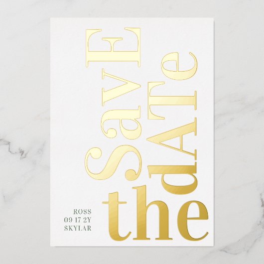 Invitation En Aluminium Monogramme Sage Vert Blanc Enregistrer La Date (Recto)