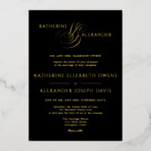 Invitation En Aluminium Monogramme Script Gold Black Mariage Foil Invitati (Recto)