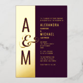 Invitation En Aluminium Monogramme Typographie Mariage bourguignonne moder (Recto)