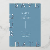 Invitation En Aluminium Monogramme ultra moderne Enregistrer la date (Recto)