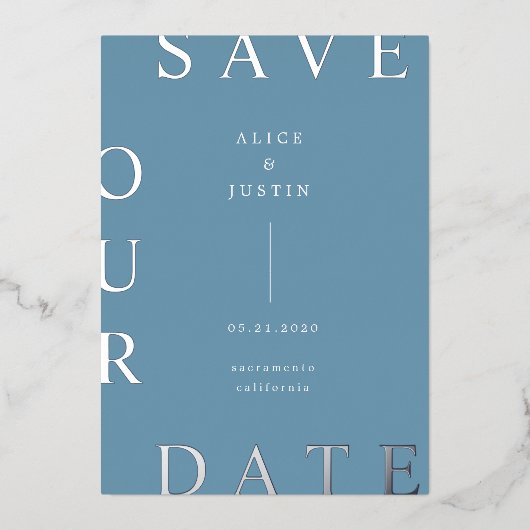 Invitation En Aluminium Monogramme ultra moderne Enregistrer la date (Recto)