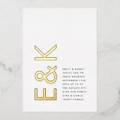 Invitation En Aluminium Monogramme Ultra Moderne Simple Mariage OR Photo (Recto)