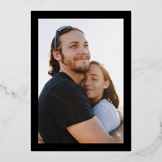 Invitation En Aluminium Monogramme Ultra Moderne Simple Mariage OR Photo (Verso)