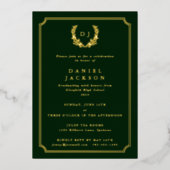 Invitation En Aluminium Monogramme vert foncé + Laurel Wreath Graduation (Recto)