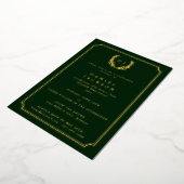 Invitation En Aluminium Monogramme vert foncé + Laurel Wreath Graduation (Rotation)