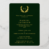 Invitation En Aluminium Monogramme vert foncé + Laurel Wreath Graduation (Recto)