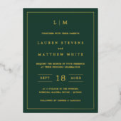 Invitation En Aluminium Monographie verte de forêt simple Mariage élégant (Recto)