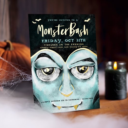 Invitation En Aluminium Monster Bash Fun Éffrayant Vampire Halloween