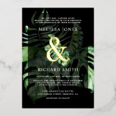 Invitation En Aluminium Monstera Tropical Palm Black Mariage Gold (Recto)