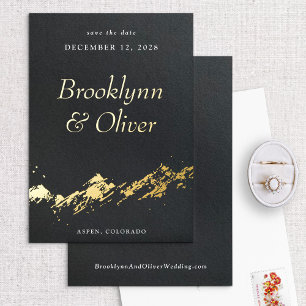 Invitation En Aluminium Montagnes Abstraites Black & Gold Enregistrer la d