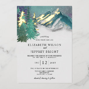 Invitation En Aluminium Montagnes Aquarelles Rustiques Mariage Hivernal Pi