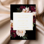 Invitation En Aluminium Moody Burgundy Blush Floral Wedding Enregistrer la<br><div class="desc">Personnalisez cette feuille de mariage élégante enregistrez la date facilement et rapidement. Cliquez simplement sur le bouton Modifier à l'aide des outils de conception pour modifier le texte, modifier les polices et les couleurs des polices. Avec de belles fleurs de pivoines roses rousses et bordeaux réalistes contre un arrière -...</div>