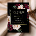 Invitation En Aluminium Moody Burgundy Blush Floral Wedding Enregistrer la<br><div class="desc">Personnalisez cette feuille de mariage élégante enregistrez la date facilement et rapidement. Cliquez simplement sur le bouton Modifier à l'aide des outils de conception pour modifier le texte, modifier les polices et les couleurs des polices. Avec de belles fleurs de pivoines roses rousses et bordeaux réalistes contre un arrière -...</div>