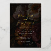 Invitation En Aluminium Moody Florals Dark Botanical Calligraphy Mariage (Recto)