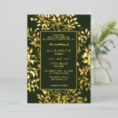 Invitation En Aluminium Moody Forest Botanical Gold Mariage classique mode (Debout devant)