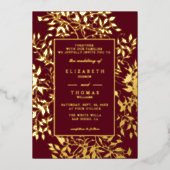Invitation En Aluminium Moody Forest Botanical Gold Mariage classique mode (Recto)
